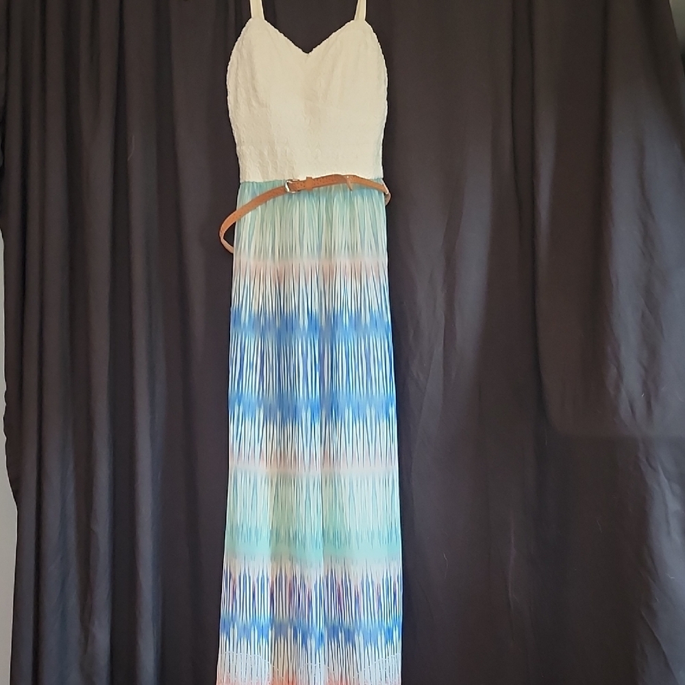 Lily Rose White and Blue Ombre Maxi Dress
